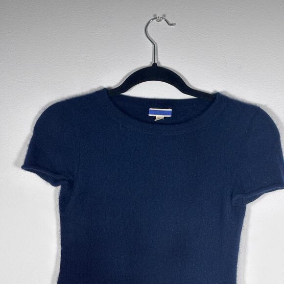 J. Crew Navy Blue Cashmere T-Shirt Sweater Short Sleeve Size XS Pre-Loved - Picture 6 of 14
